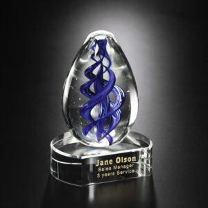 Blue Swirl on Clear Base, Art Glass