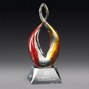 Flame of Excellence, Red & Amber Art Glass