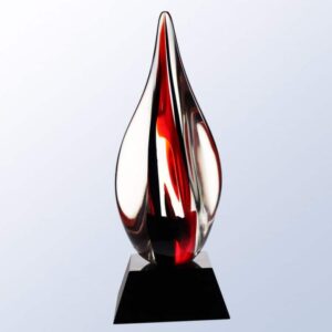 Red Contemporary with Black Crystal Base, Art Glass