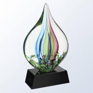 Coral with Black Base, Art Glass