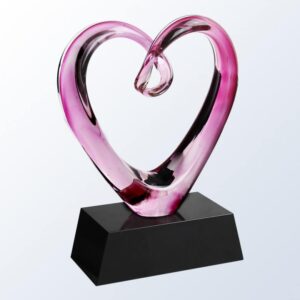 Compassionate Heart with Black Base, Art Glass
