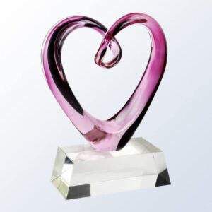 Compassionate Heart with Crystal Base, Art Glass