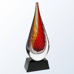 Red Swirl with Black Base, Art Glass