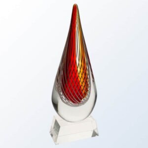 Red Swirl with Clear Base, Art Glass