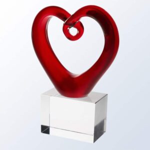 Red Heart with Clear Base, Art Glass