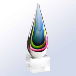 Blue/Green Teardrop Award, Art Glass