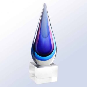 Blue/Pink Teardrop Award, Art Glass