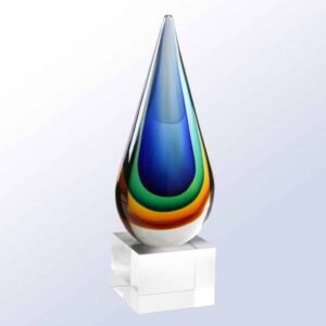 Blue/Amber Teardrop Award, Art Glass