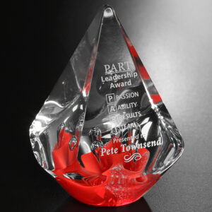 Red Quatro Pyramid, Art Glass