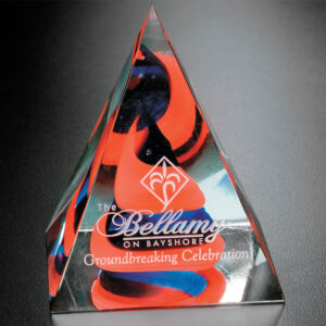 Swirl Pyramid - Red/Blue, Art Glass